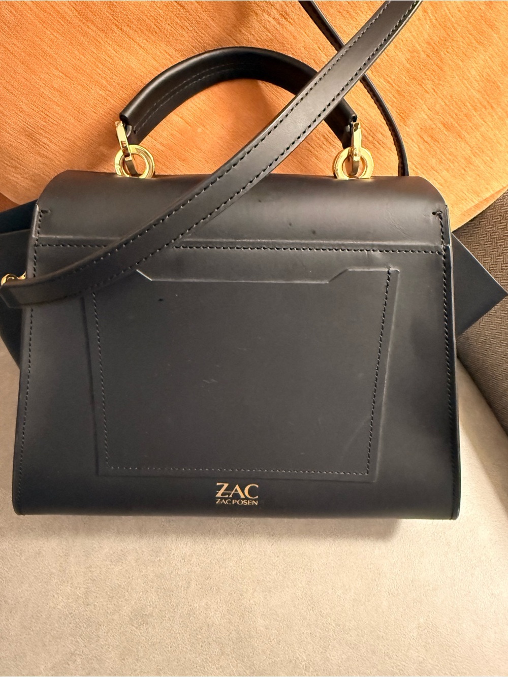 ZAC Zac Posen Black Leather Top-Handle Satchel